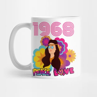 Retro Hippie Peace Love and Flower Power 1968 Mug